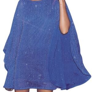 Free People Deep Sea Blue Purple Chrysallis Beaded Sequin Kaftan Mini Dress XS